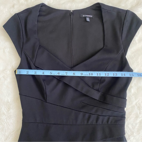 Le Chateau Little Black Dress - midi, cap sleeve, wrap detail - Picture 8 of 10